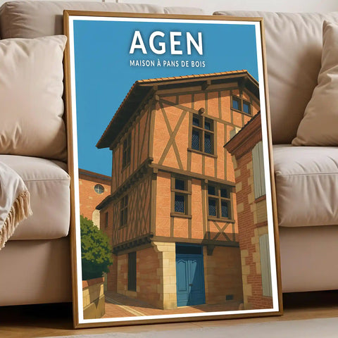 Affiche - Agen - Maison à pans de bois