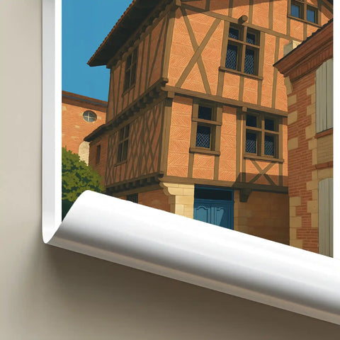 Affiche - Agen - Maison à pans de bois