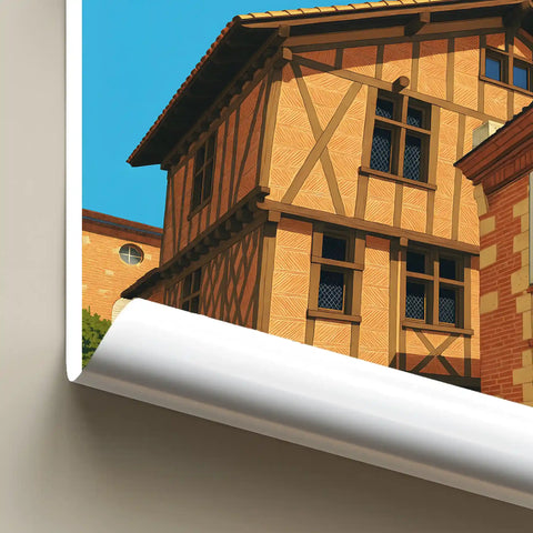 Affiche - Agen - Maison à pans de bois