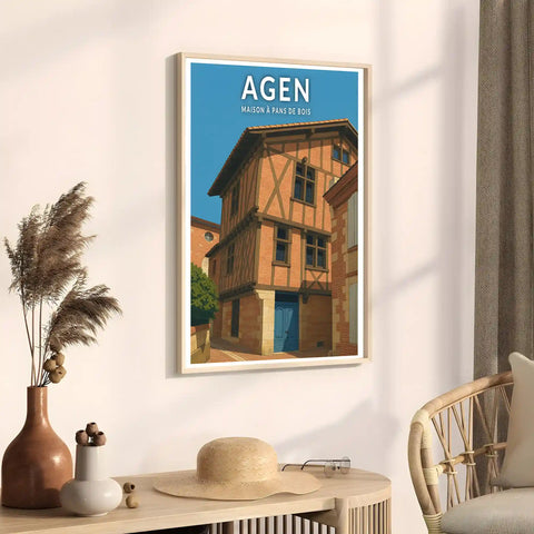 Affiche - Agen - Maison à pans de bois