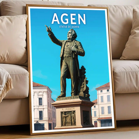 Affiche - Agen - Statue de Jasmin