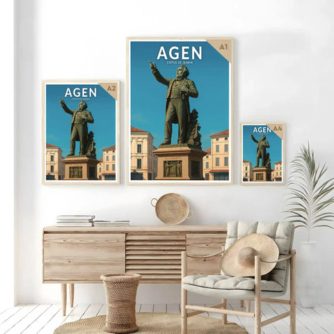 Affiche - Agen - Statue de Jasmin