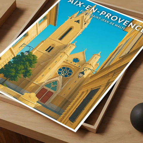 Affiche - Aix-en-Provence - Église Saint-Jean de Malte