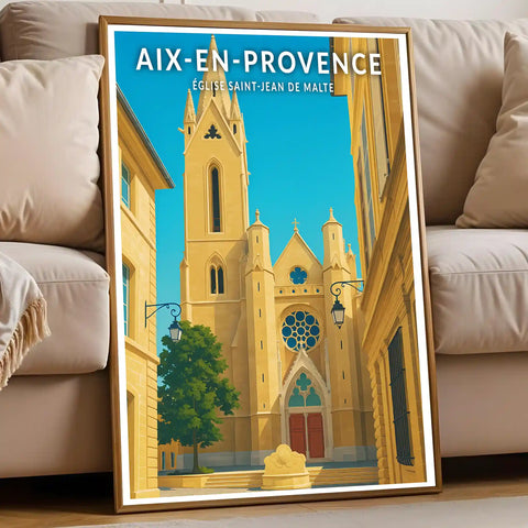 Affiche - Aix-en-Provence - Église Saint-Jean de Malte