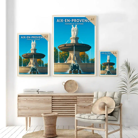 Affiche - Aix-en-Provence - Fontaine de la Rotonde
