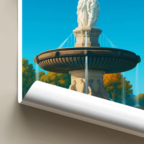 Affiche - Aix-en-Provence - Fontaine de la Rotonde