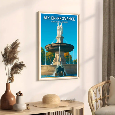 Affiche - Aix-en-Provence - Fontaine de la Rotonde