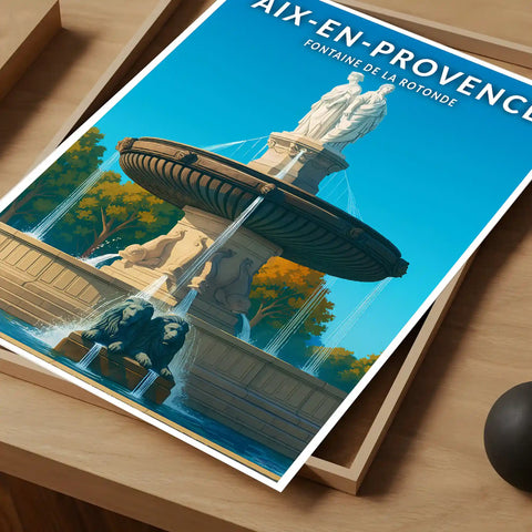 Affiche - Aix-en-Provence - Fontaine de la Rotonde