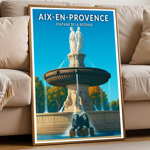 Affiche - Aix-en-Provence - Fontaine de la Rotonde