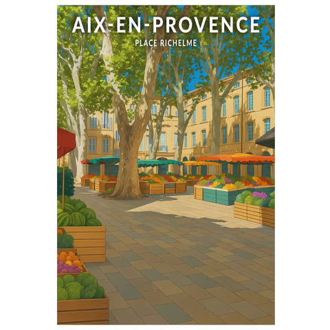 Affiche - Aix-en-Provence - Place Richelme