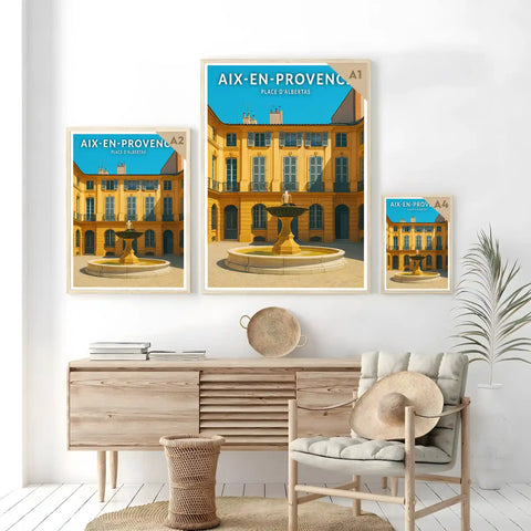 Affiche - Aix-en-Provence - Place d'Albertas