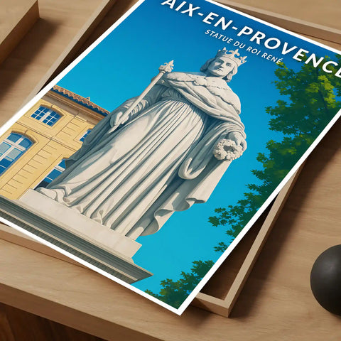 Affiche - Aix-en-Provence - Statue du Roi René