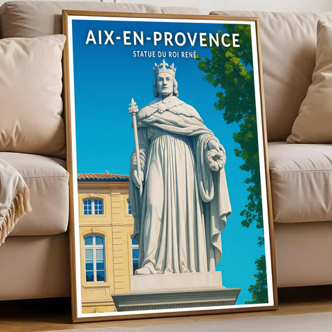 Affiche - Aix-en-Provence - Statue du Roi René