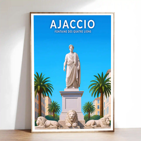 Affiche - Ajaccio - Fontaine des Quatre Lions