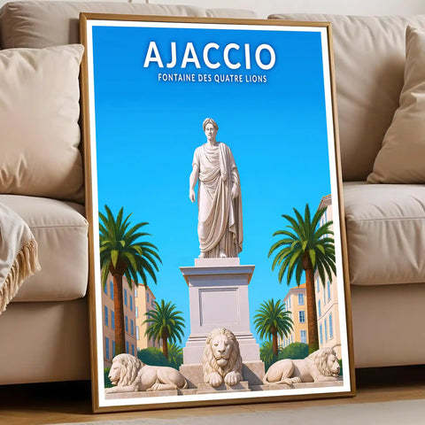 Affiche - Ajaccio - Fontaine des Quatre Lions