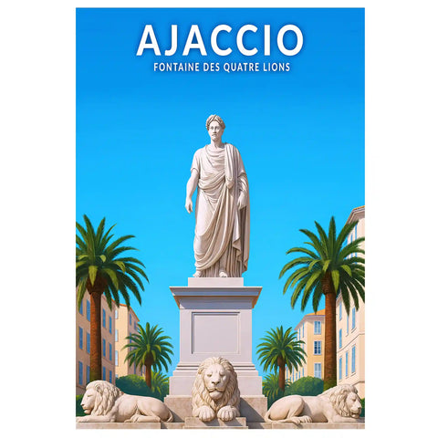 Affiche - Ajaccio - Fontaine des Quatre Lions