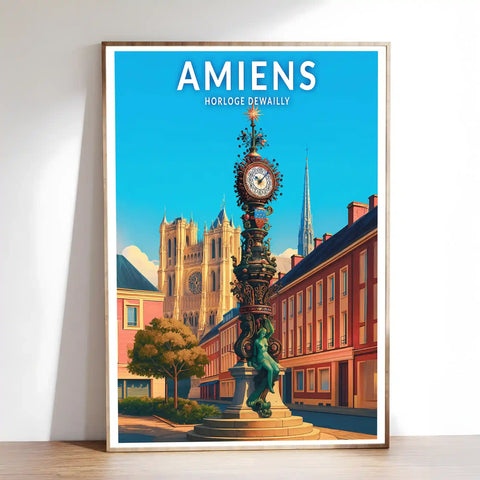Affiche - Amiens - Horloge Dewailly