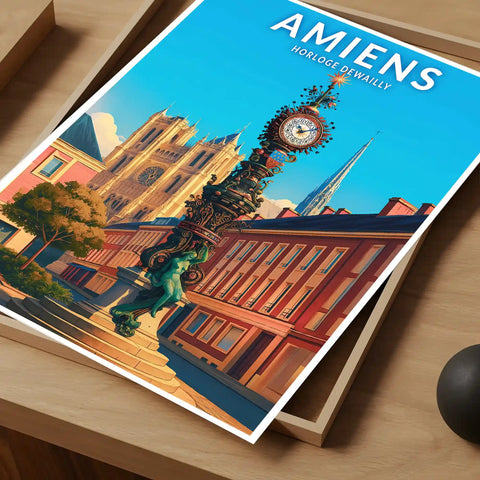 Affiche - Amiens - Horloge Dewailly