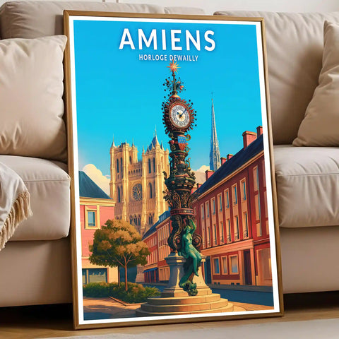 Affiche - Amiens - Horloge Dewailly