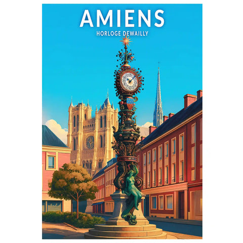 Affiche - Amiens - Horloge Dewailly