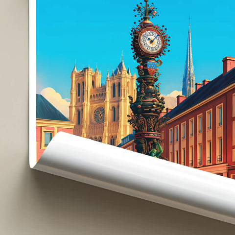 Affiche - Amiens - Horloge Dewailly
