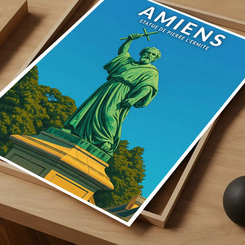 Affiche - Amiens - Statue de Pierre l'Ermite