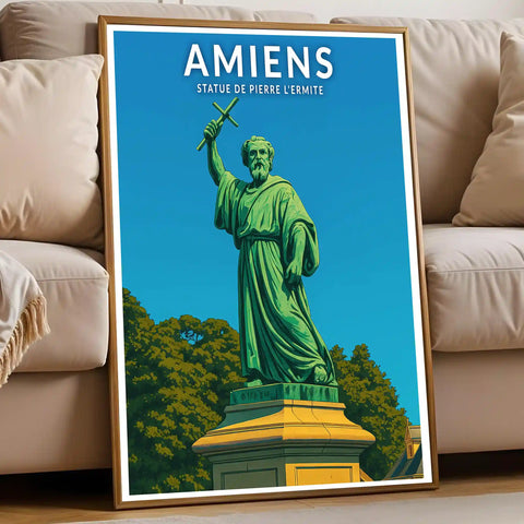 Affiche - Amiens - Statue de Pierre l'Ermite