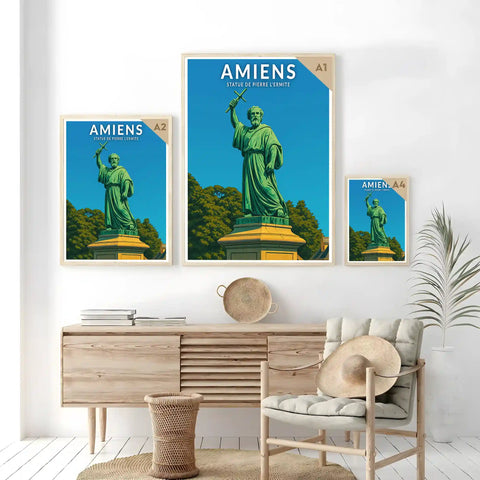Affiche - Amiens - Statue de Pierre l'Ermite