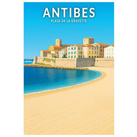 Affiche - Antibes - Plage de la Gravette