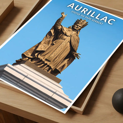 Affiche - Aurillac - Statue du Pape Gerbert