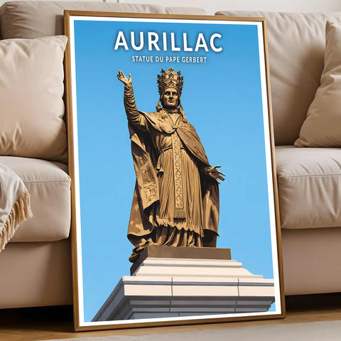 Affiche - Aurillac - Statue du Pape Gerbert