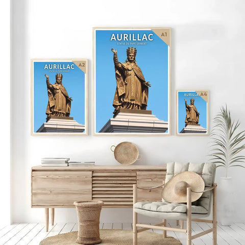 Affiche - Aurillac - Statue du Pape Gerbert