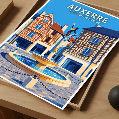 Affiche - Auxerre - Place Charles-Surugue