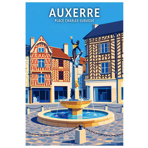 Affiche - Auxerre - Place Charles-Surugue