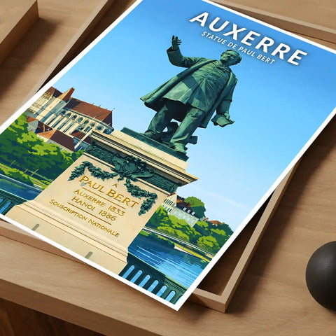 Affiche - Auxerre - Statue de Paul Bert