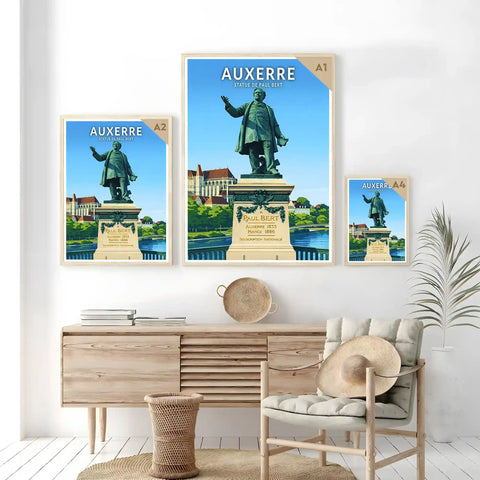 Affiche - Auxerre - Statue de Paul Bert