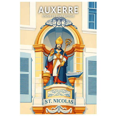 Affiche - Auxerre - Statue de Saint-Nicolas