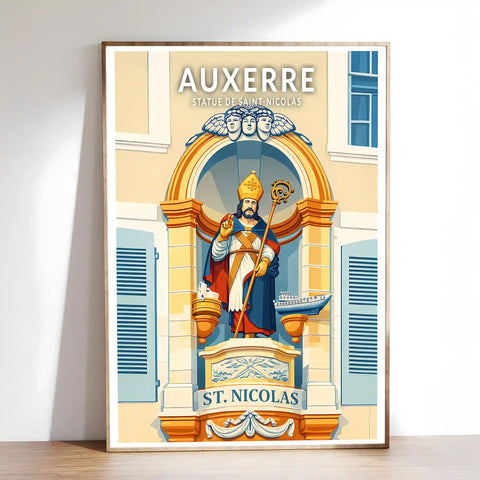 Affiche - Auxerre - Statue de Saint-Nicolas