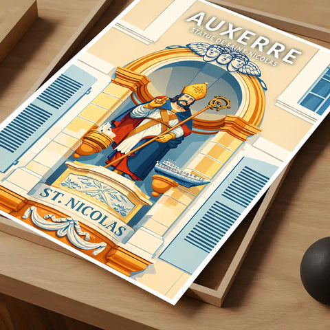 Affiche - Auxerre - Statue de Saint-Nicolas