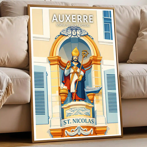 Affiche - Auxerre - Statue de Saint-Nicolas
