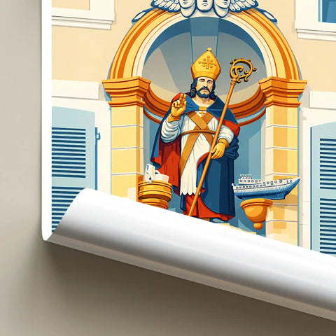 Affiche - Auxerre - Statue de Saint-Nicolas