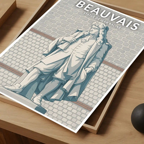 Affiche - Beauvais - Statue de Jean Racine