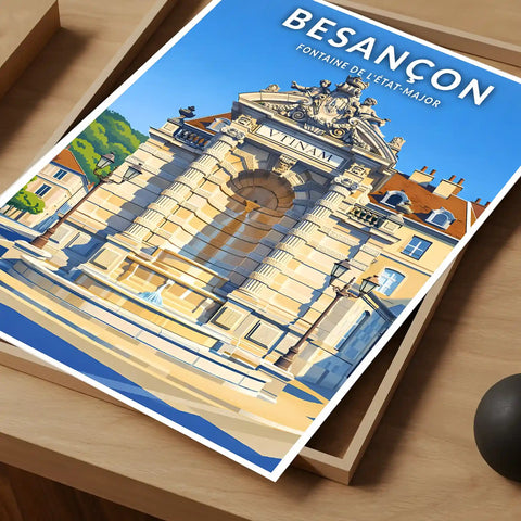Affiche - Besançon - Fontaine de l'État-Major