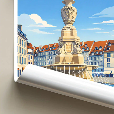 Affiche - Besançon - Fontaine de la Place de la Révolution