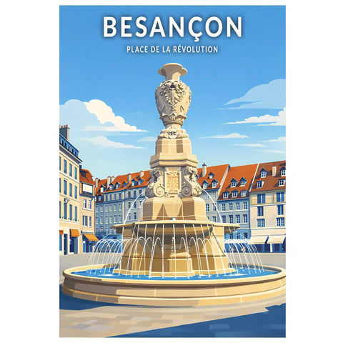 Affiche - Besançon - Fontaine de la Place de la Révolution