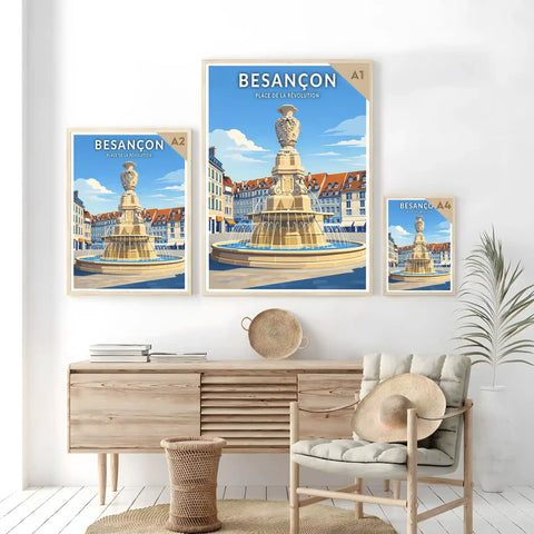 Affiche - Besançon - Fontaine de la Place de la Révolution
