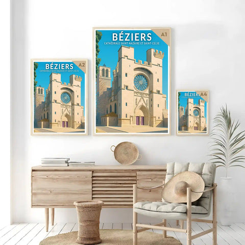 Affiche - Béziers - Cathédrale Saint-Nazaire et Saint-Celse