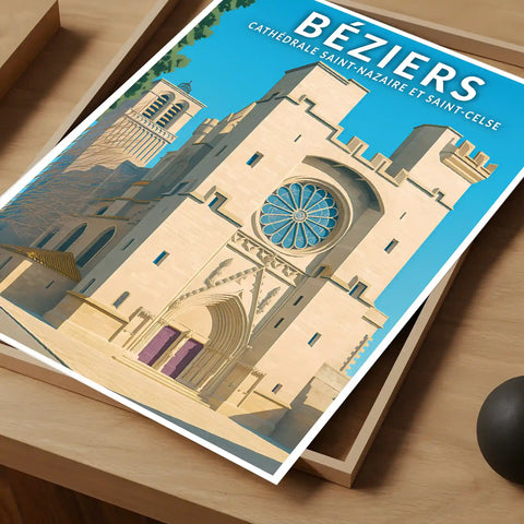 Affiche - Béziers - Cathédrale Saint-Nazaire et Saint-Celse