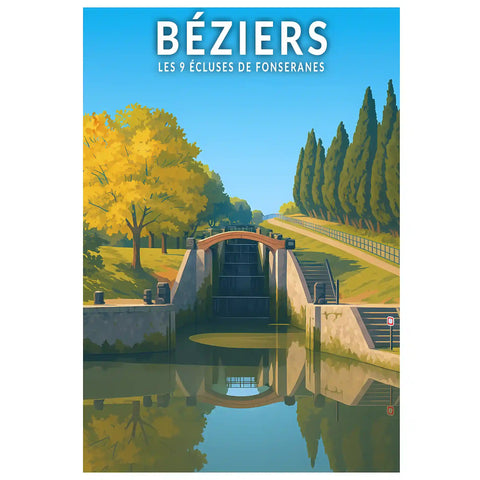 Affiche - Béziers - Les 9 Écluses de Fonseranes
