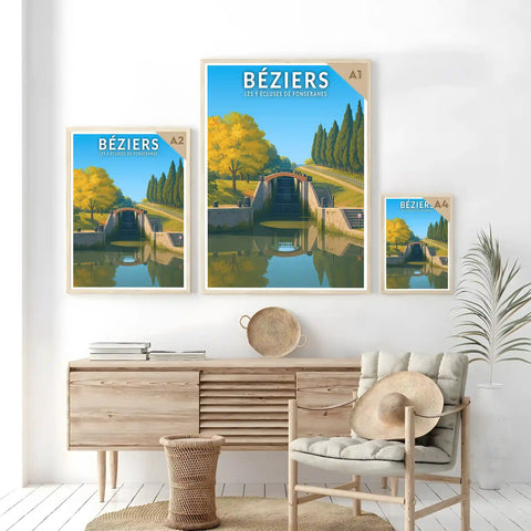 Affiche - Béziers - Les 9 Écluses de Fonseranes